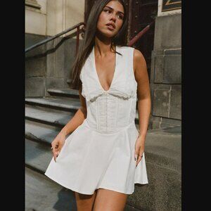 Princess Polly Haworth White Collared Mini Dress 6